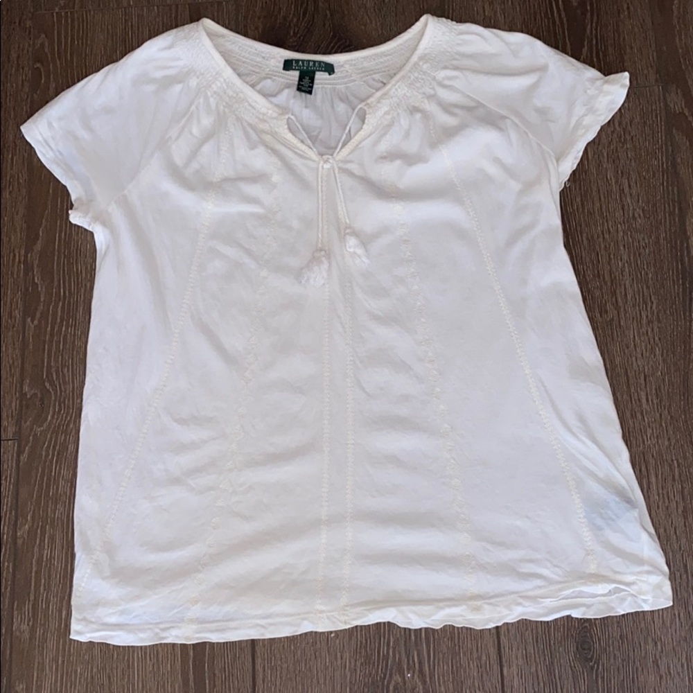 Ralph Lauren top w/ embroidered accents and tie